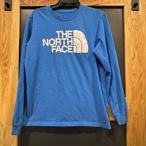 The North Face Blue Long Sleeve Logo Shirt Size M Casual Graphic Tee